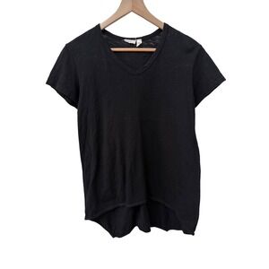 Wilt T-Shirt Small Black V-Neck Slub Knit High-Low Hem Made in USA
